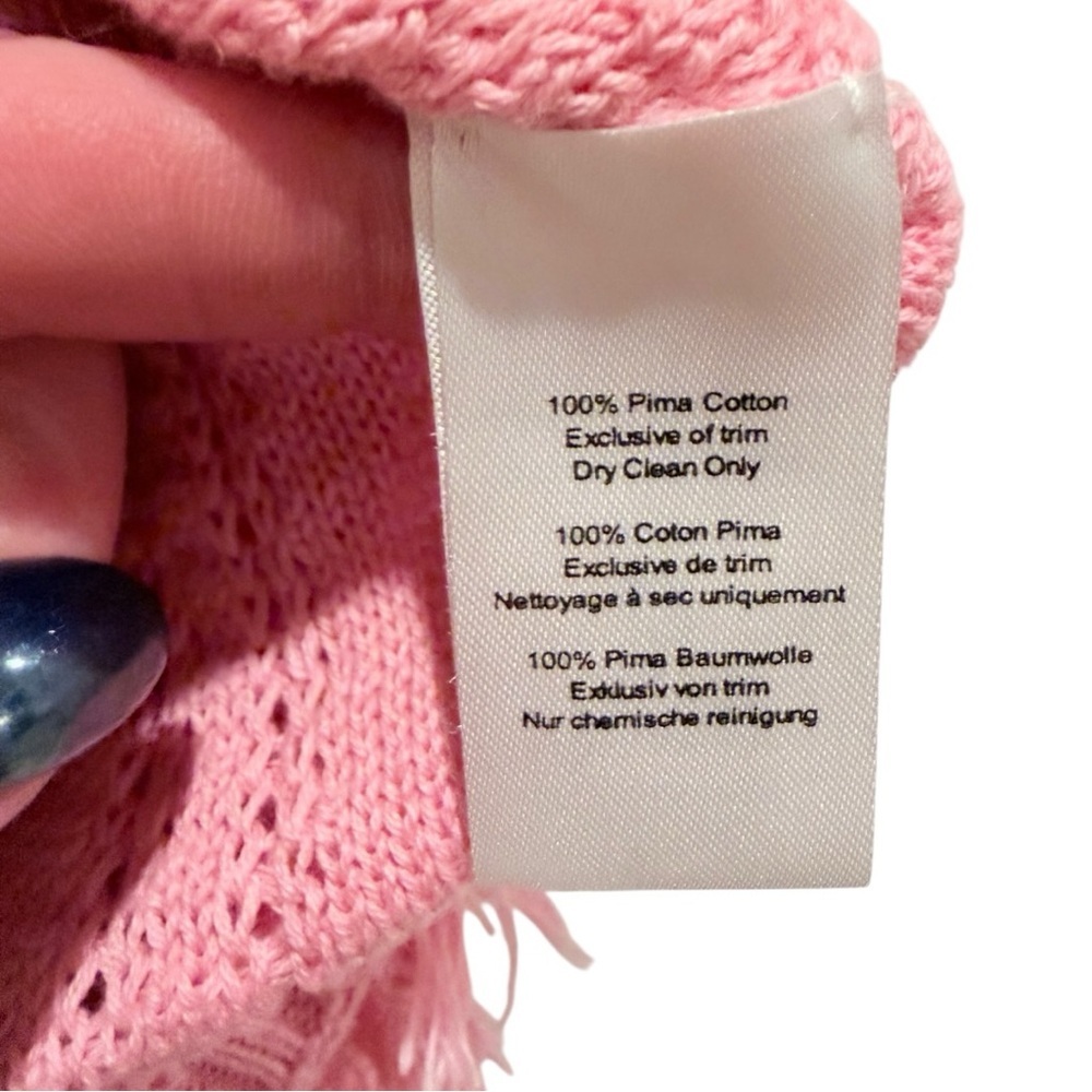Rachel Antonoff Pink Fringe Knit Top Pima Cotton Sleeveless Sweater Vest M/L - Picture 4 of 6